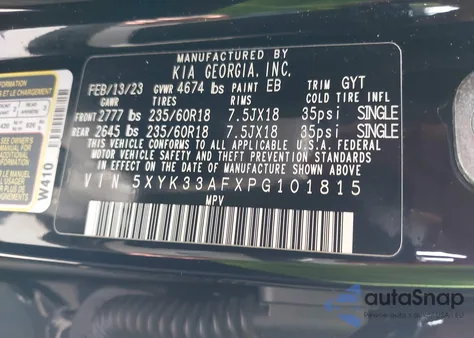 2023 Kia Sportage Ex из США, поврежденный, VIN 5XYK33AFXPG101815